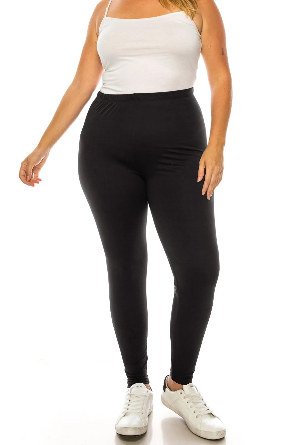 Women's Plus Size Microfiber Full Solid Length Leggings