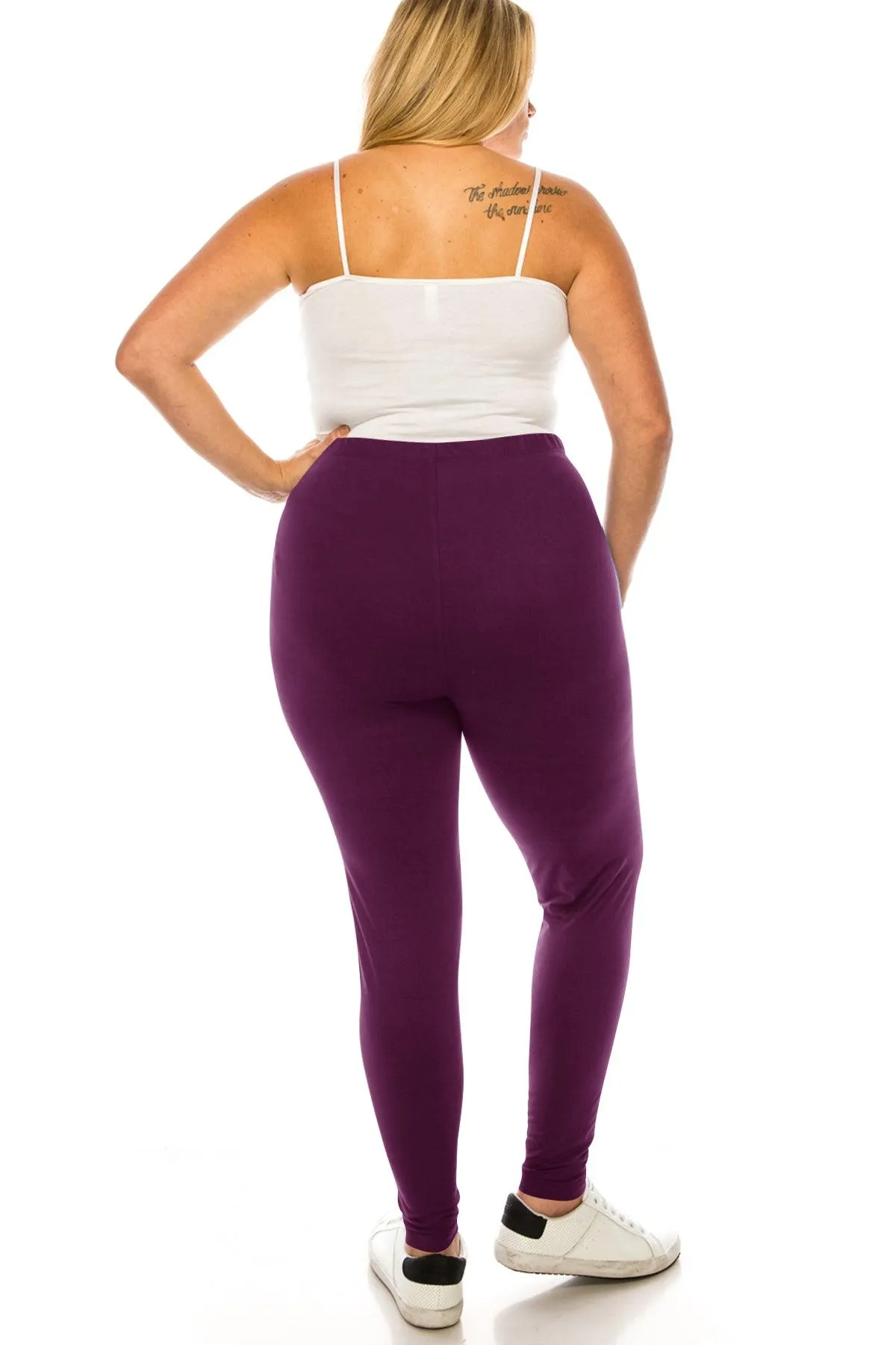 Women's Plus Size Microfiber Full Solid Length Leggings