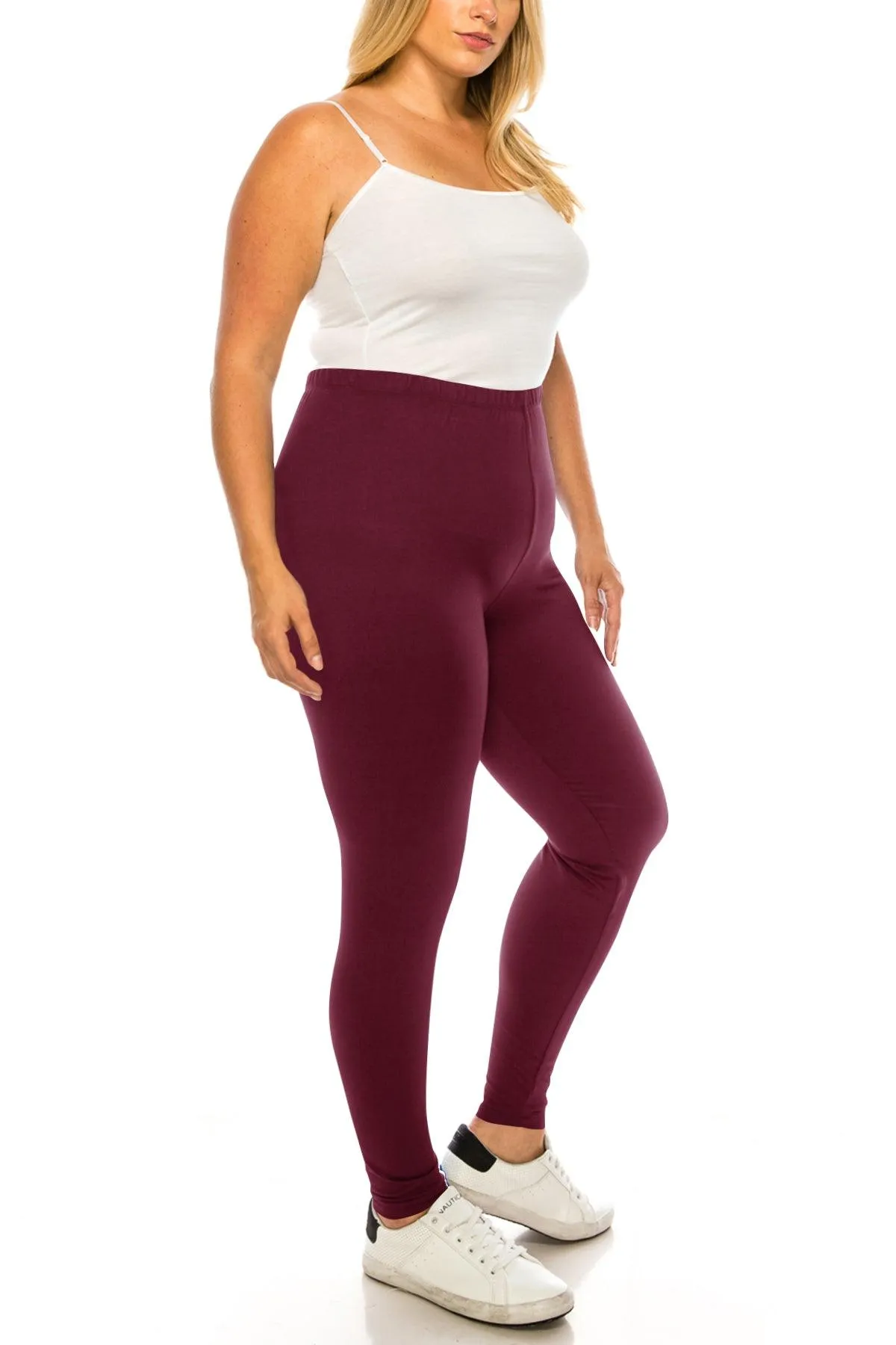 Women's Plus Size Microfiber Full Solid Length Leggings
