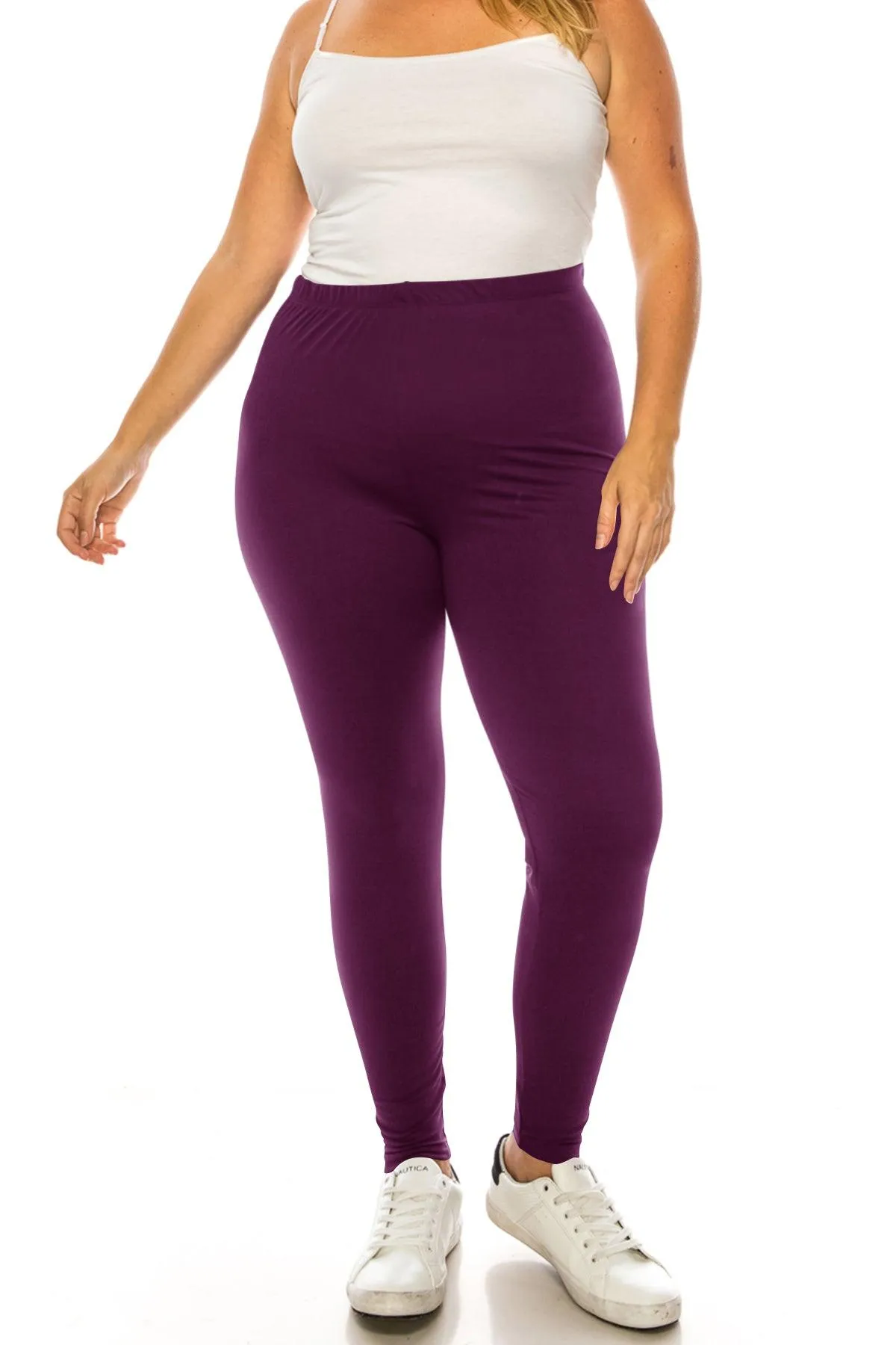 Women's Plus Size Microfiber Full Solid Length Leggings