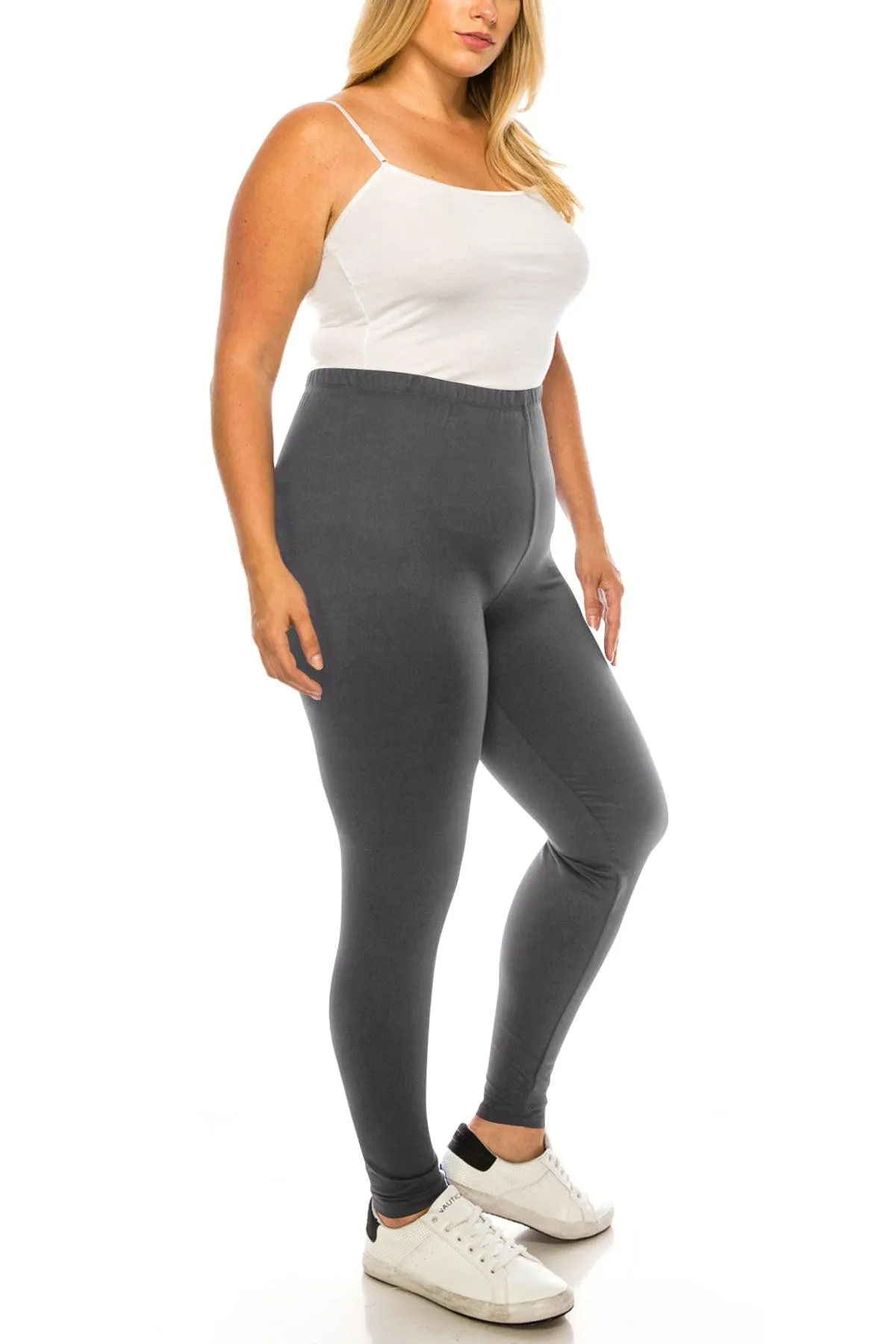 Women's Plus Size Microfiber Full Solid Length Leggings
