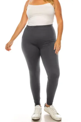 Women's Plus Size Microfiber Full Solid Length Leggings