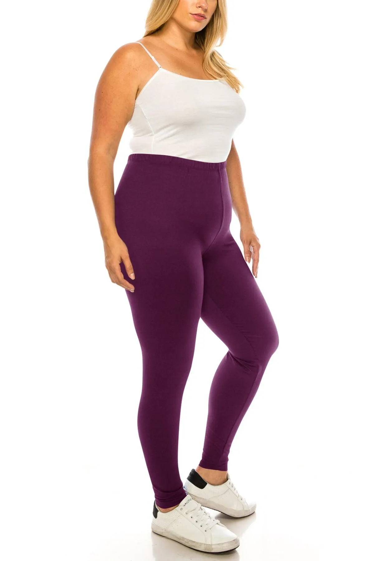 Women's Plus Size Microfiber Full Solid Length Leggings