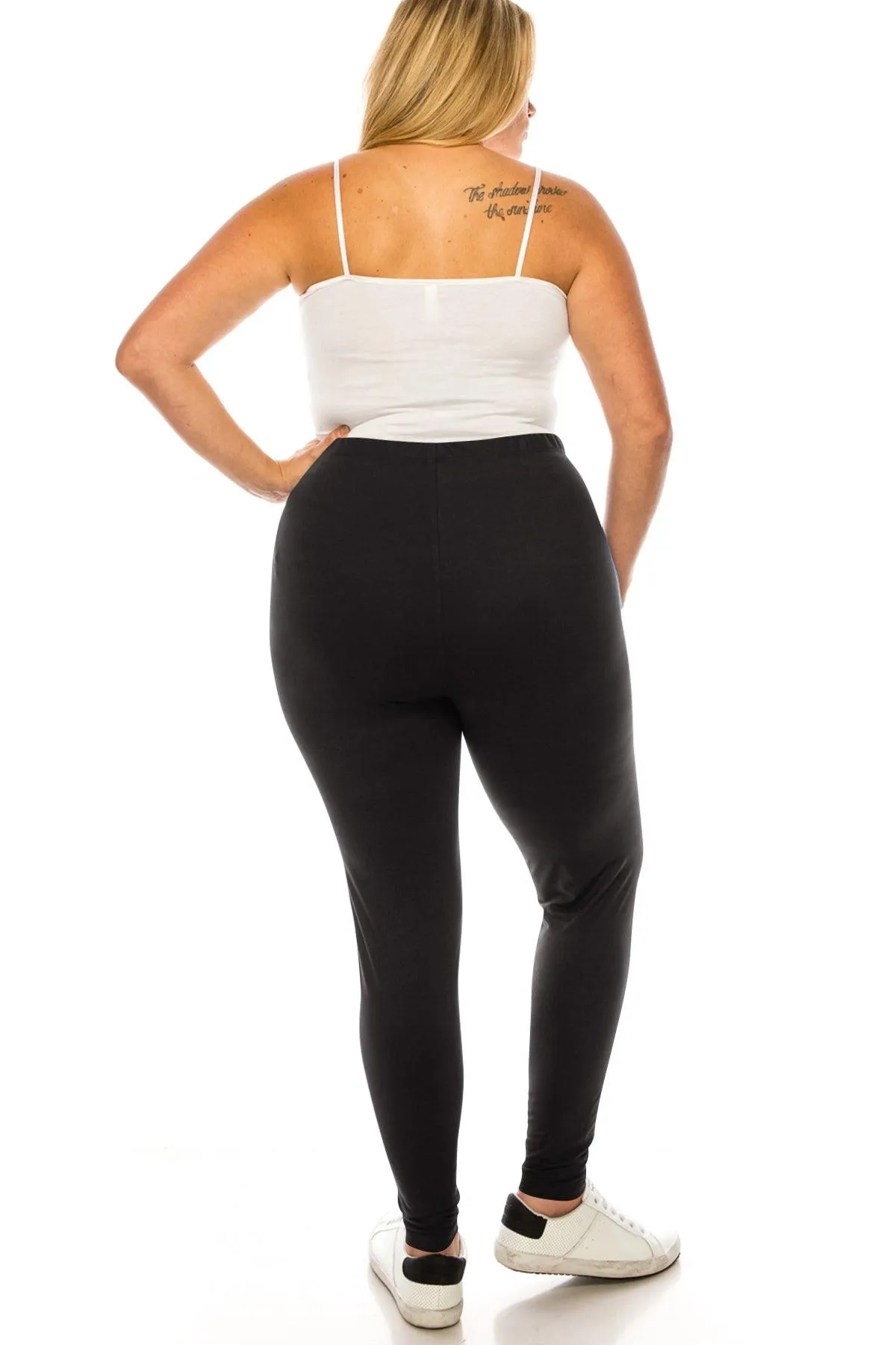 Women's Plus Size Microfiber Full Solid Length Leggings