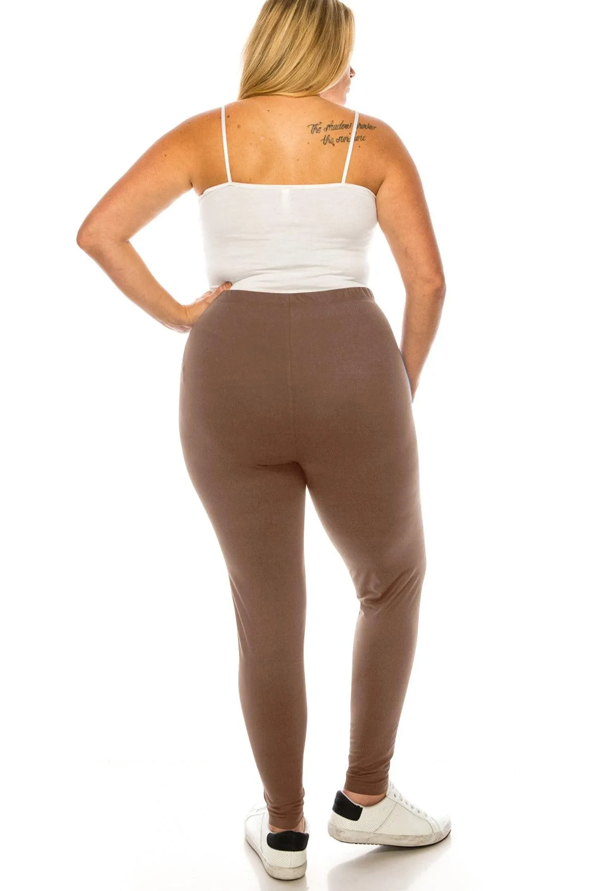 Women's Plus Size Microfiber Full Solid Length Leggings