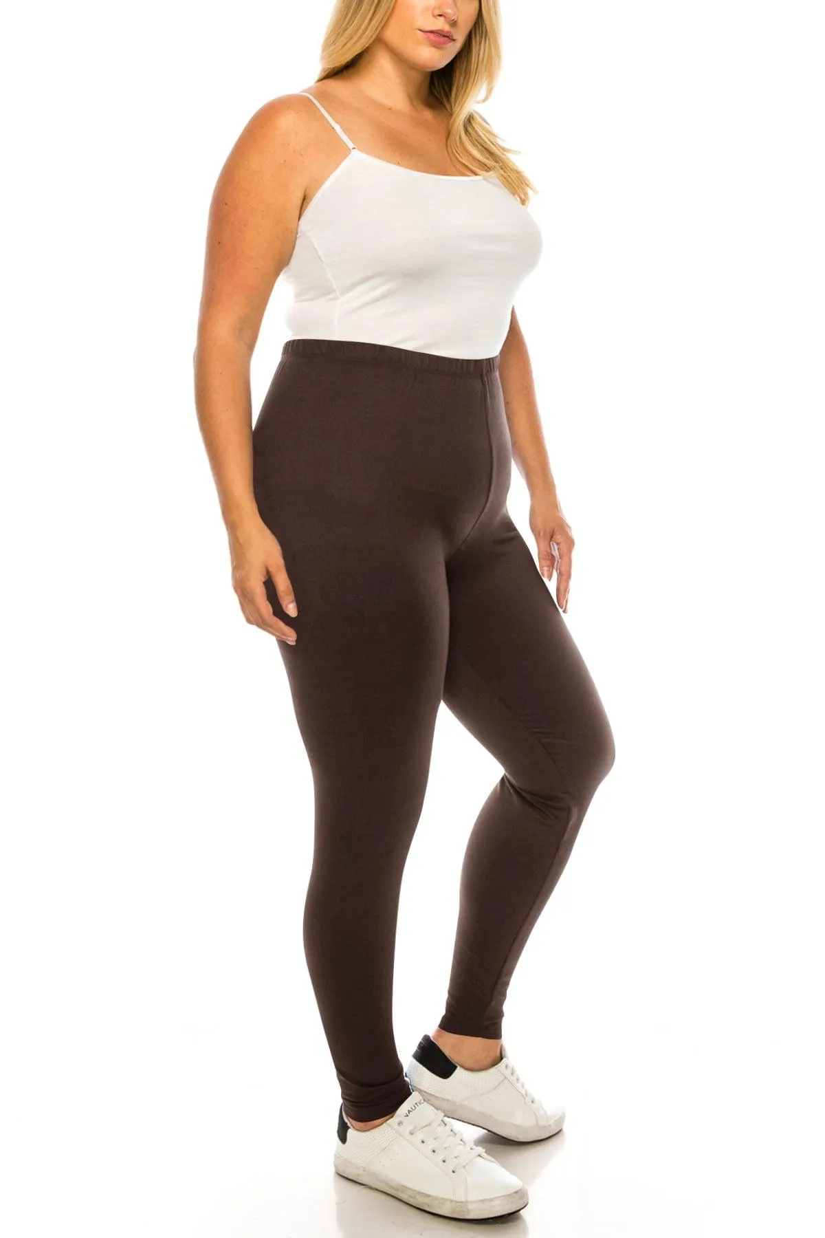 Women's Plus Size Microfiber Full Solid Length Leggings