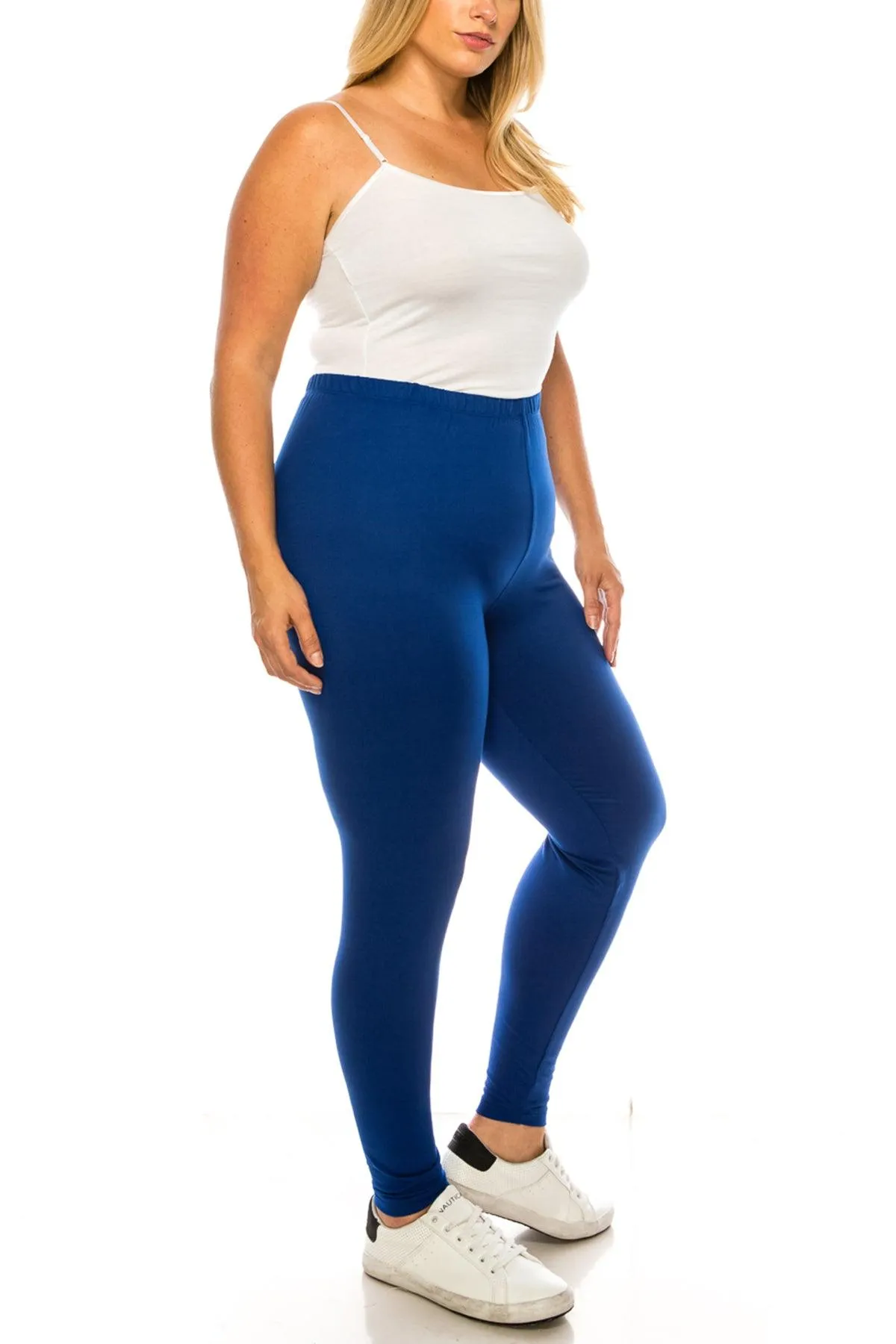 Women's Plus Size Microfiber Full Solid Length Leggings