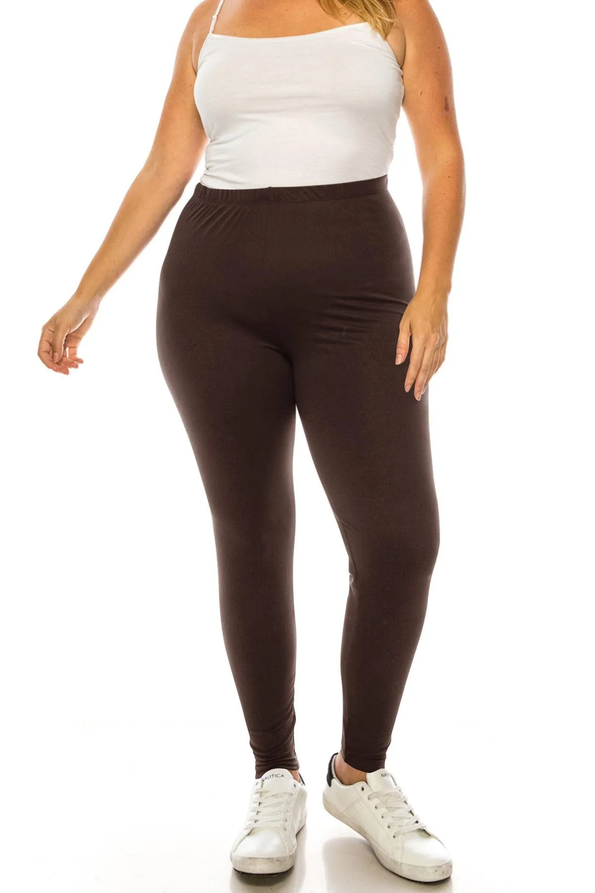 Women's Plus Size Microfiber Full Solid Length Leggings