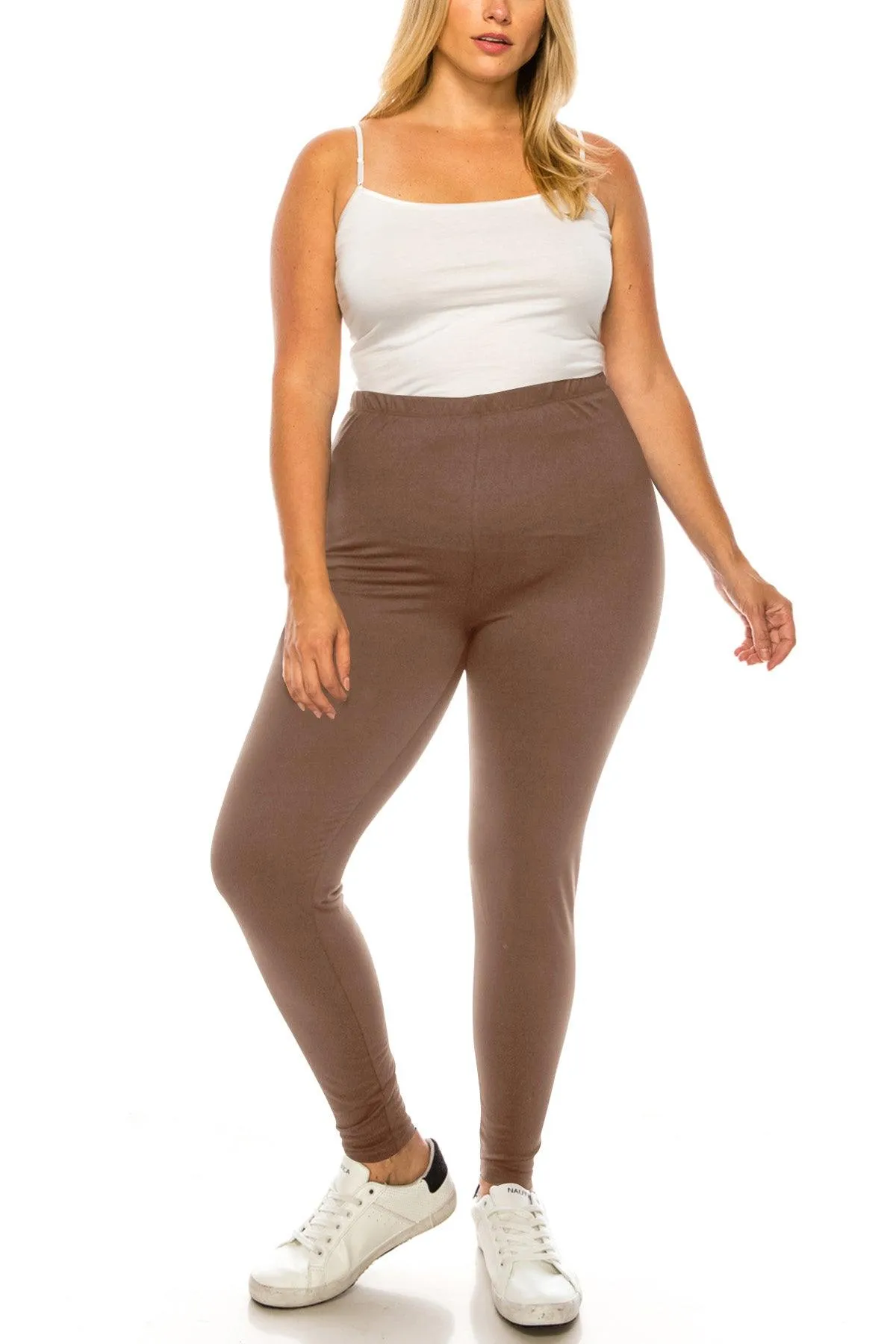 Women's Plus Size Microfiber Full Solid Length Leggings