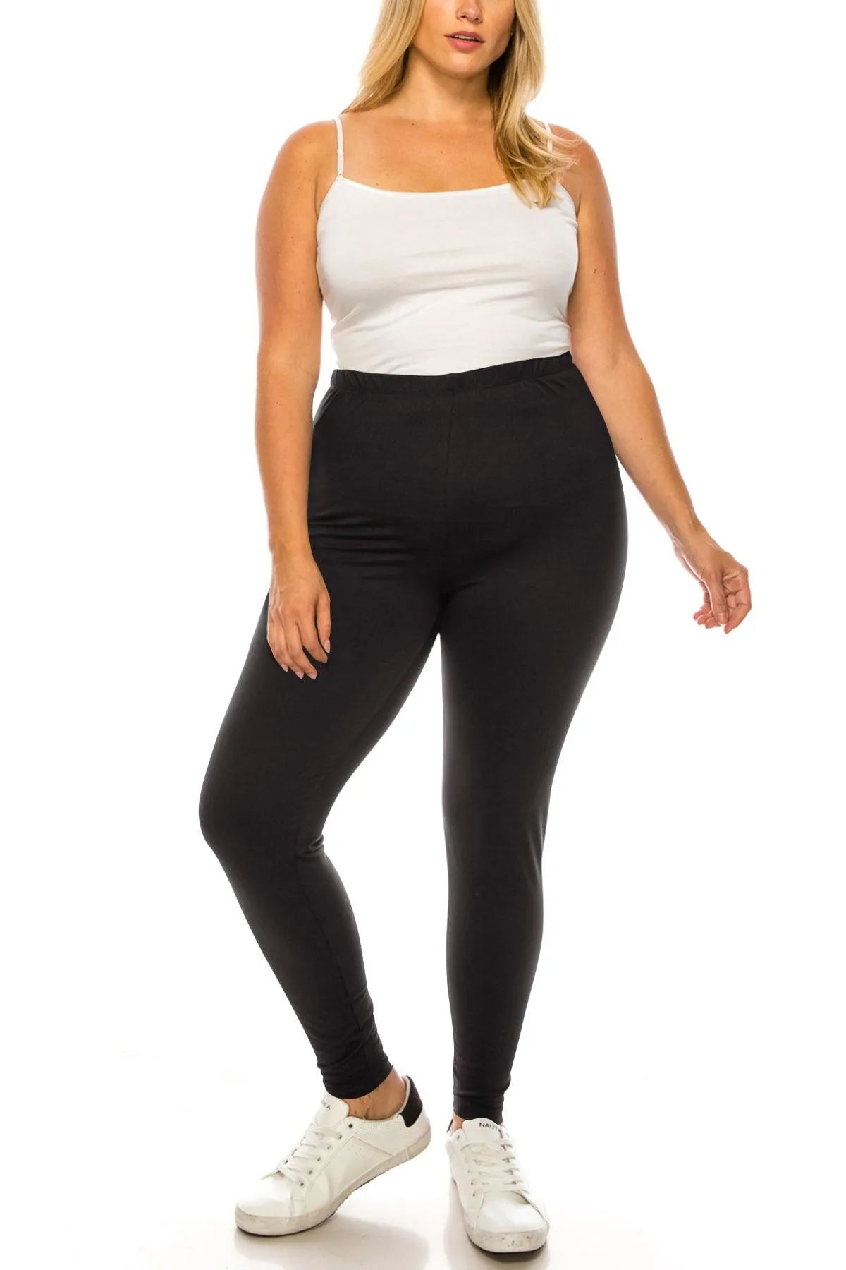 Women's Plus Size Microfiber Full Solid Length Leggings