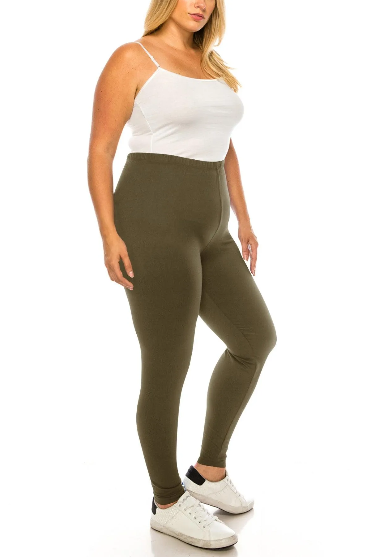 Women's Plus Size Microfiber Full Solid Length Leggings