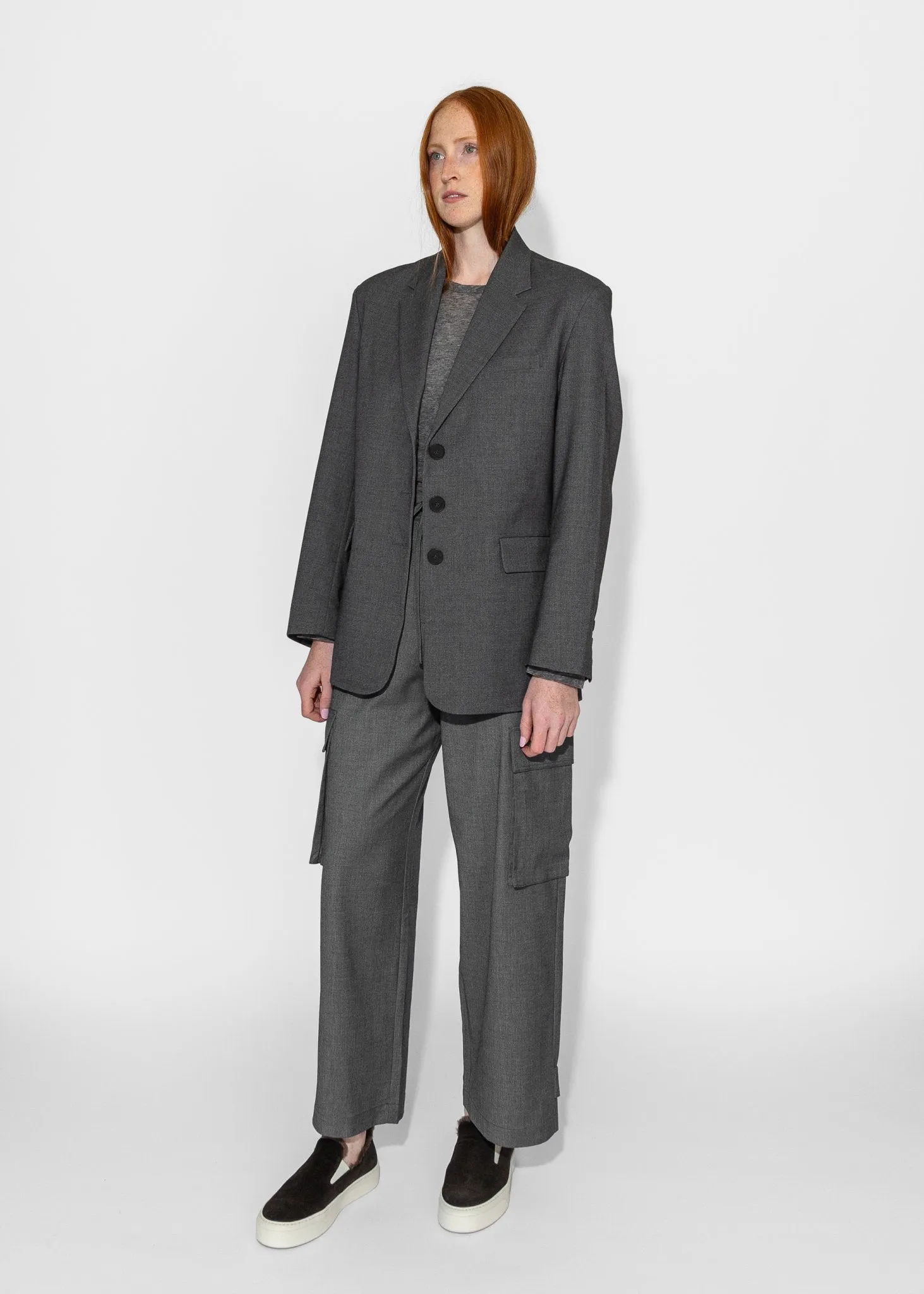 Wool Blend Cargo Pants in Gray
